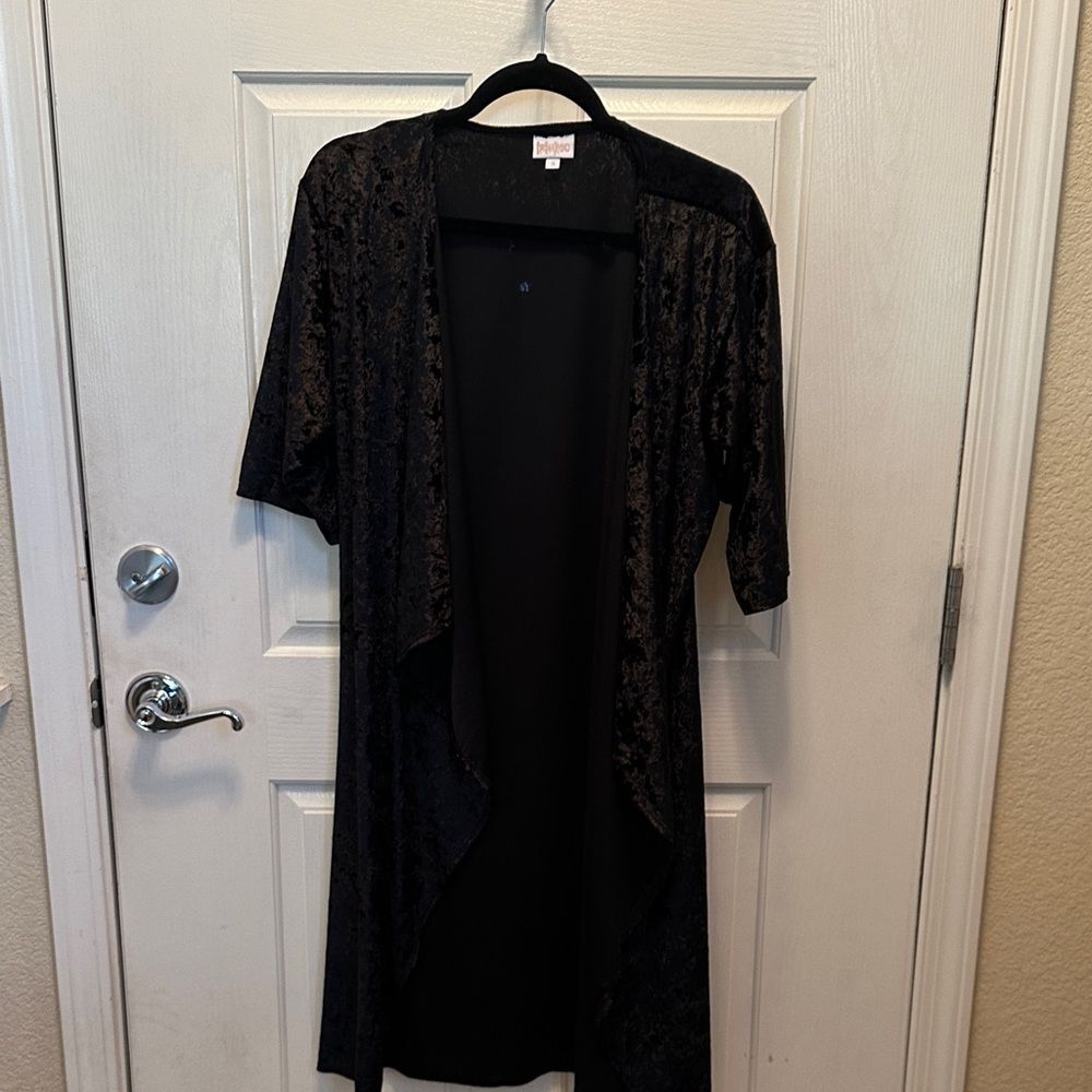 LuLaRoe Black Crushed Velvet Shirley Jacket Size Small